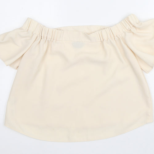 Topshop Womens Beige  Polyester Basic Blouse Size 10 Off the Shoulder