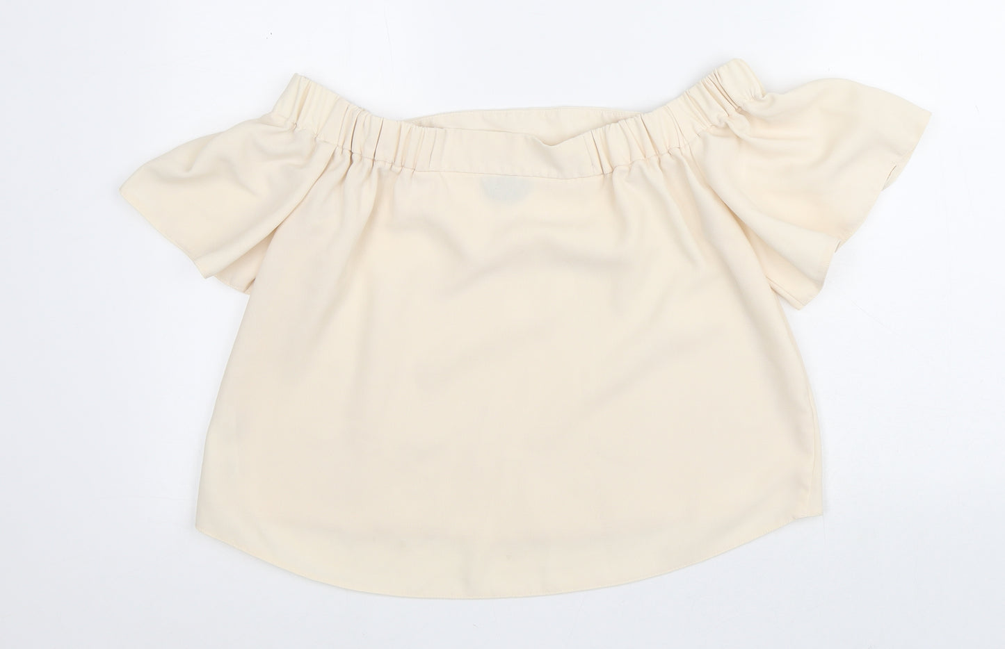 Topshop Womens Beige  Polyester Basic Blouse Size 10 Off the Shoulder