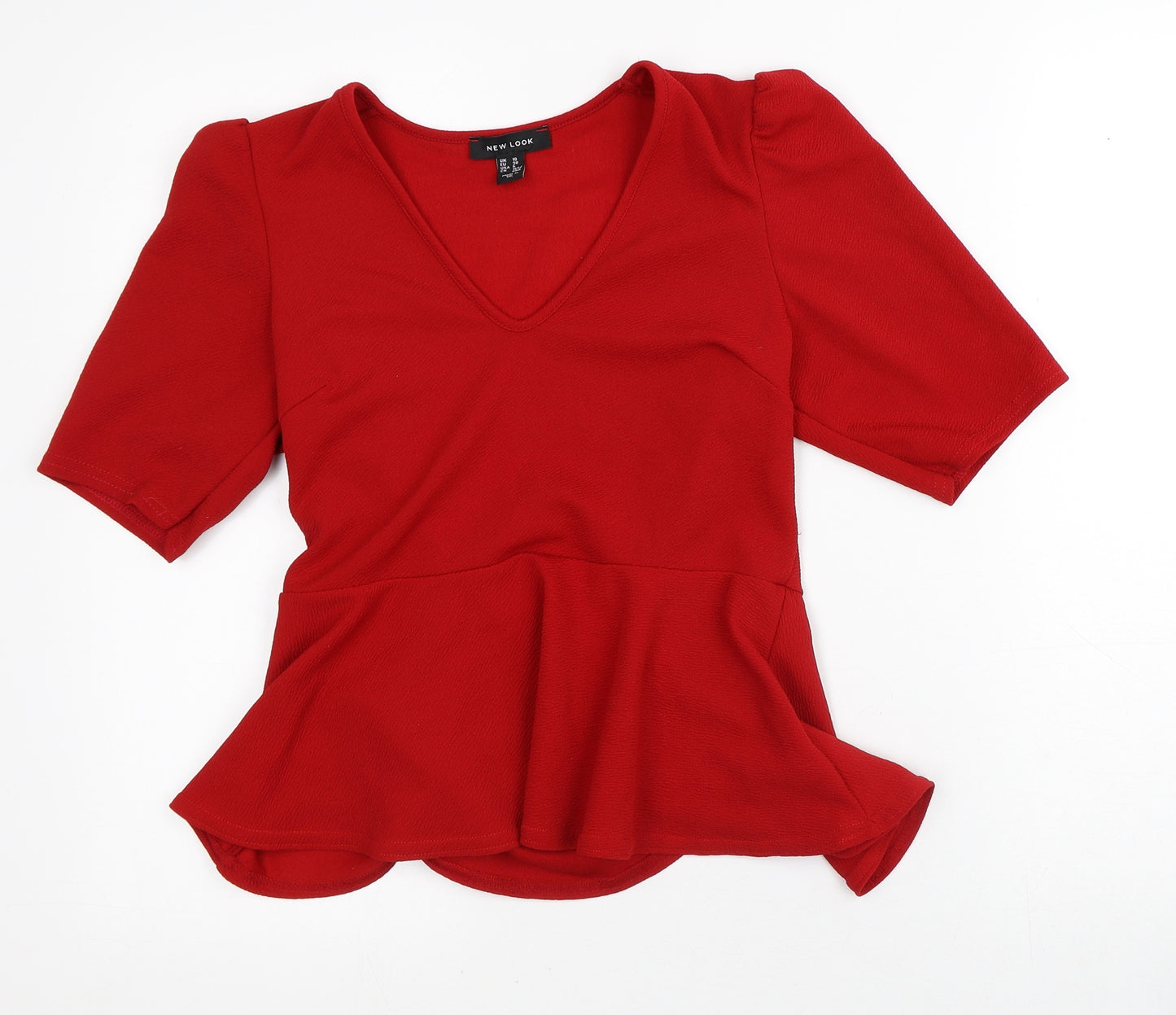 New Look Womens Red  Polyester Tunic Blouse Size 10 V-Neck