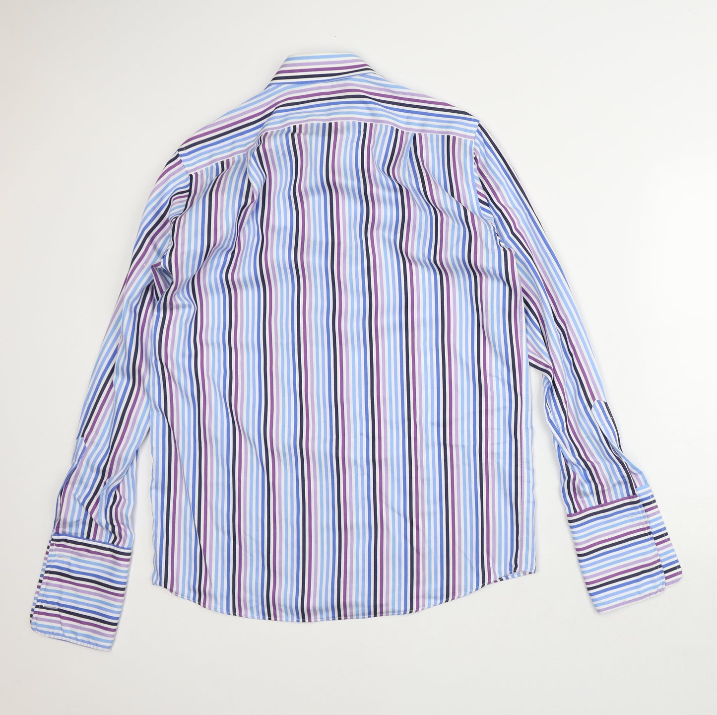 Marks and Spencer Mens White Striped Cotton  Dress Shirt Size L Collared