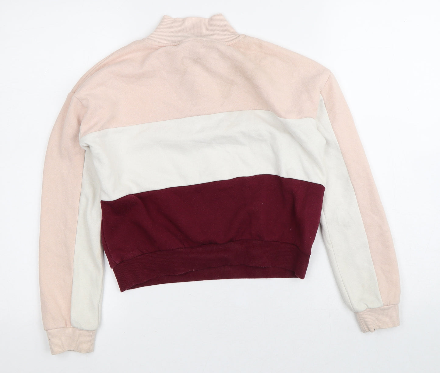 H&M Girls Multicoloured High Neck Colourblock Cotton Pullover Jumper Size 10-11 Years   - London