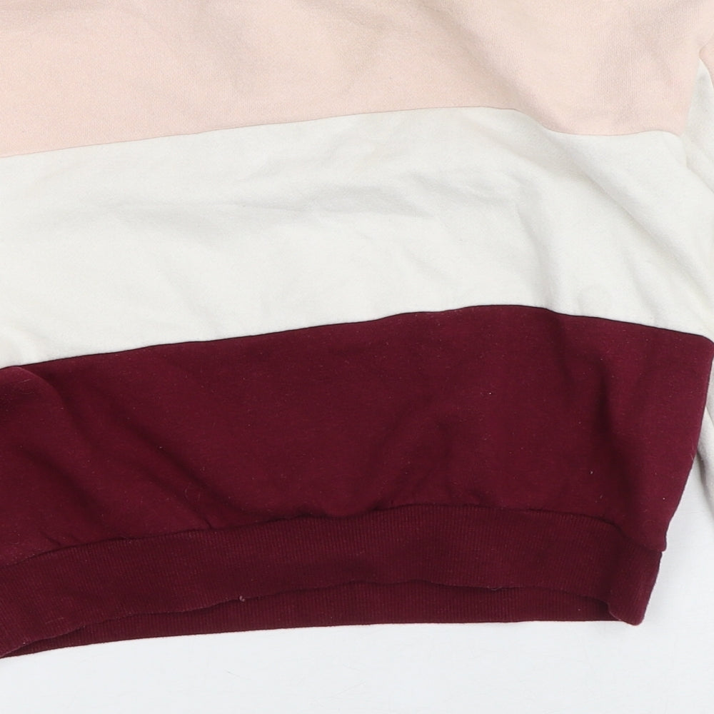 H&M Girls Multicoloured High Neck Colourblock Cotton Pullover Jumper Size 10-11 Years   - London
