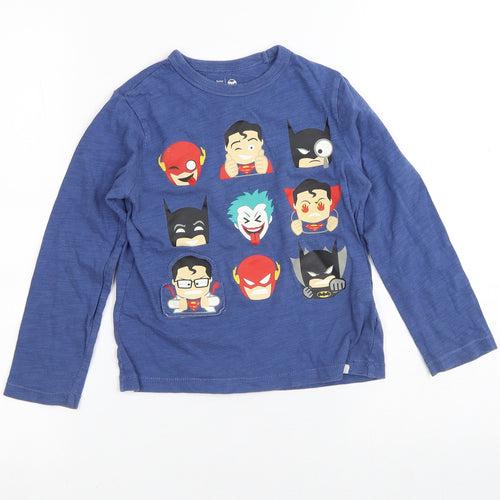 DC Boys Blue  100% Cotton Basic T-Shirt Size 5 Years Crew Neck  - Justice League