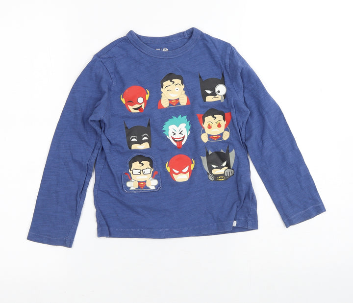 DC Boys Blue 100% Cotton Basic T-Shirt Size 5 Years Crew Neck - Justice League