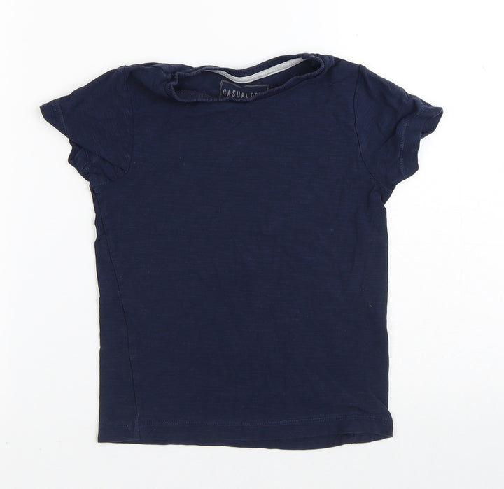 Casual Dept Boys Blue 100% Cotton Basic T-Shirt Size 5 Years Crew Neck
