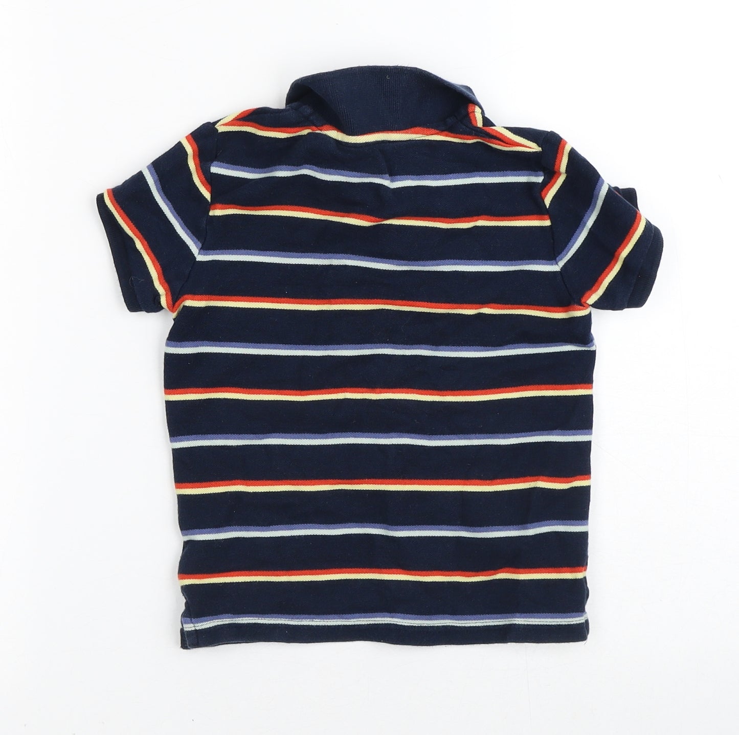 Primark Boys Blue Striped 100% Cotton Pullover Polo Size 4-5 Years Collared