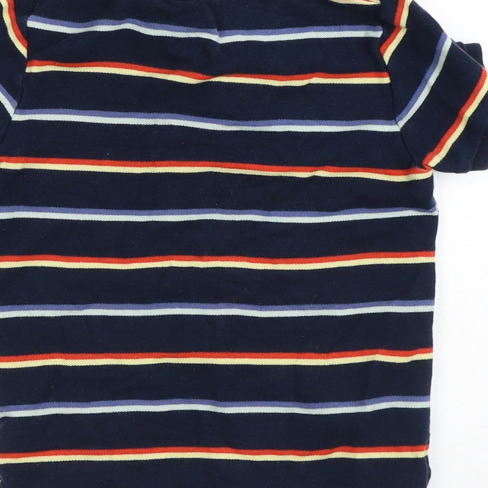 Primark Boys Blue Striped 100% Cotton Pullover Polo Size 4-5 Years Collared