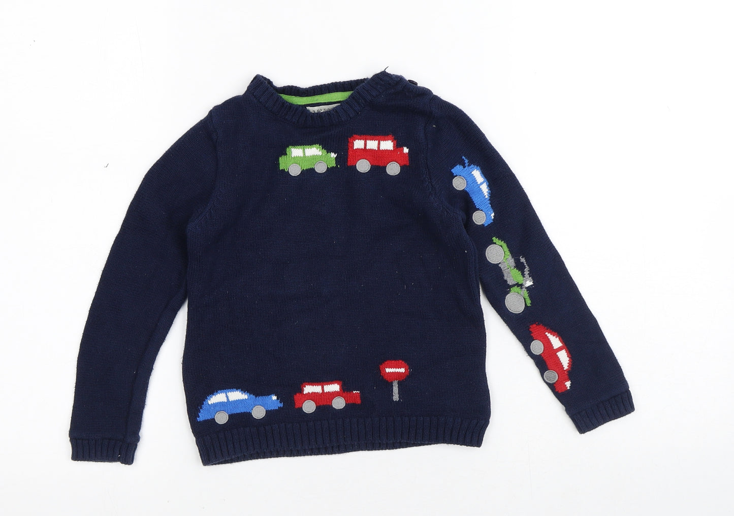 Ministry of Rascals Boys Blue Crew Neck  100% Cotton Pullover Jumper Size 3-4 Years   - Cars