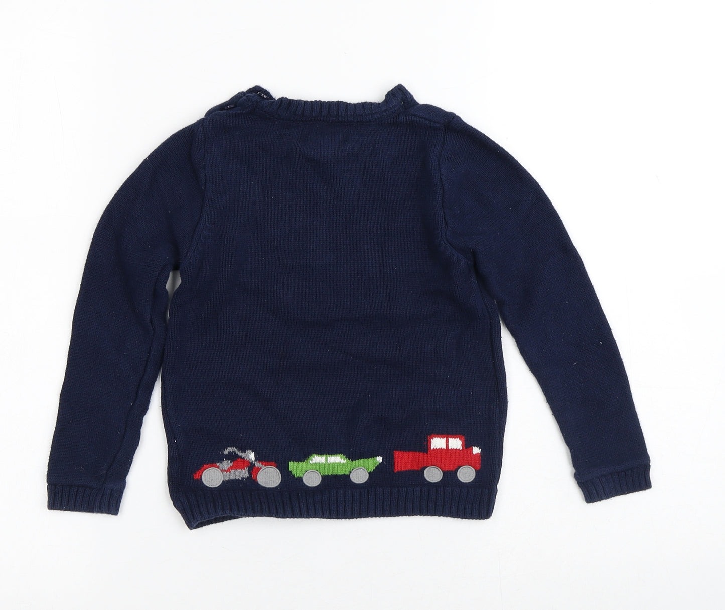 Ministry of Rascals Boys Blue Crew Neck  100% Cotton Pullover Jumper Size 3-4 Years   - Cars