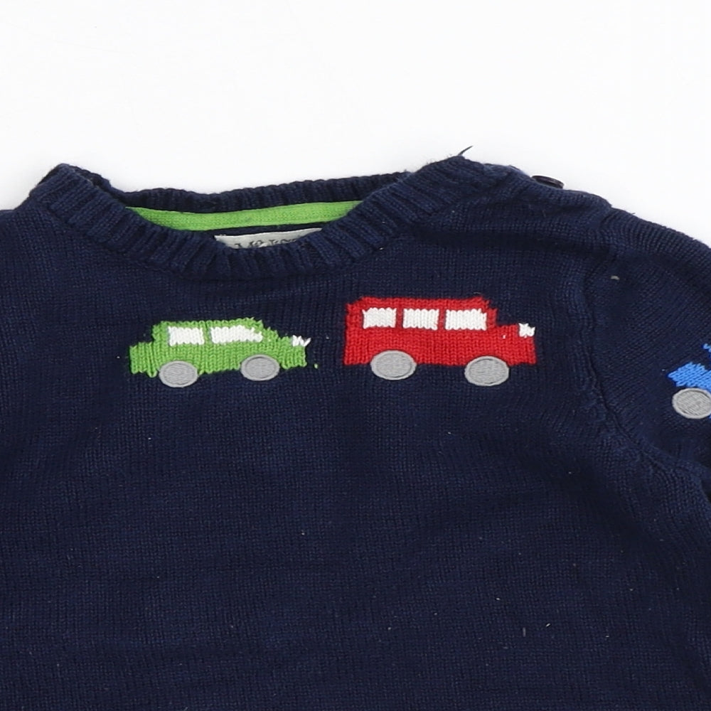 Ministry of Rascals Boys Blue Crew Neck  100% Cotton Pullover Jumper Size 3-4 Years   - Cars