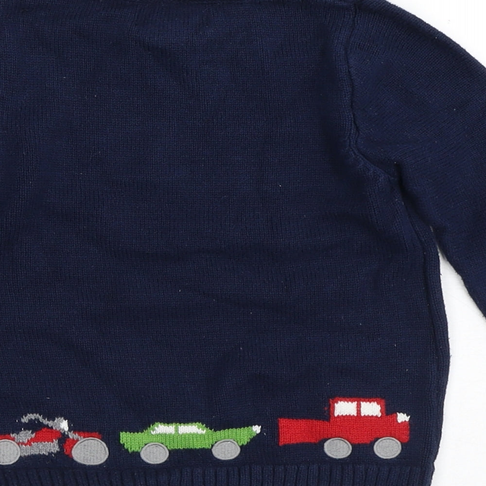 Ministry of Rascals Boys Blue Crew Neck  100% Cotton Pullover Jumper Size 3-4 Years   - Cars