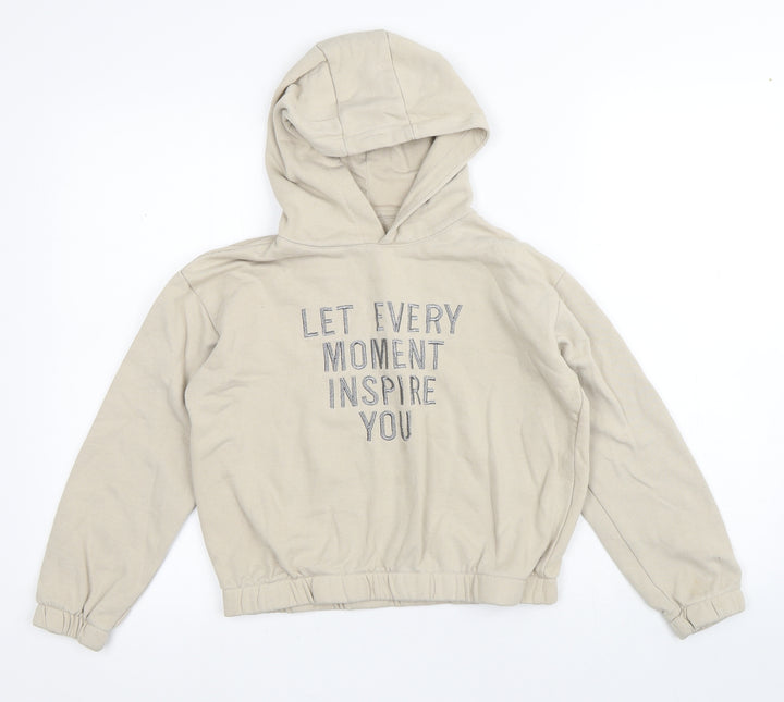 Primark Girls Beige Cotton Pullover Hoodie Size 10-11 Years - Inspire