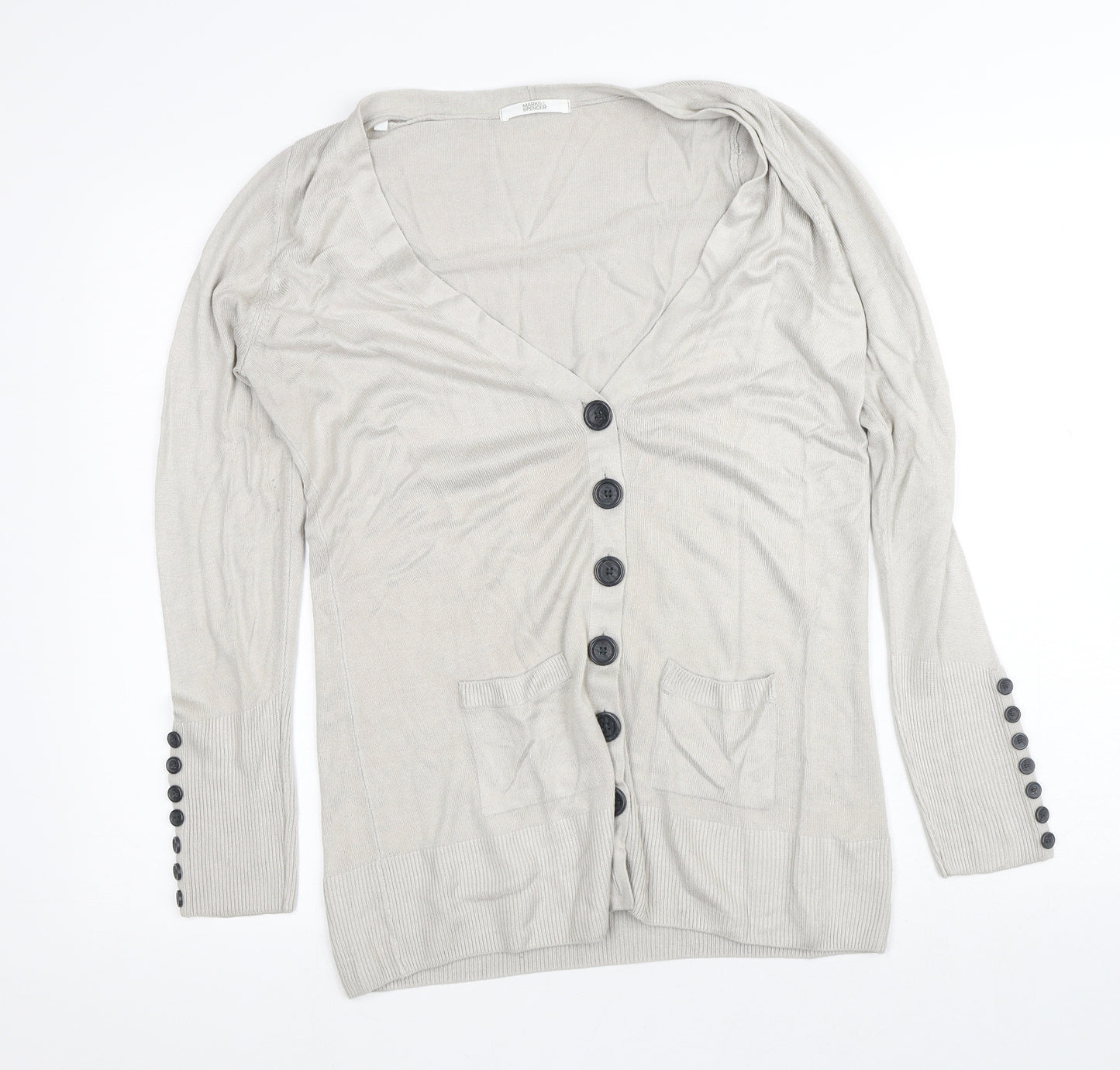 Marks and Spencer Womens Silver V-Neck  Acrylic Cardigan Jumper Size 12