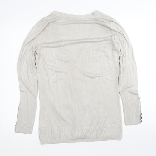 Marks and Spencer Womens Silver V-Neck  Acrylic Cardigan Jumper Size 12