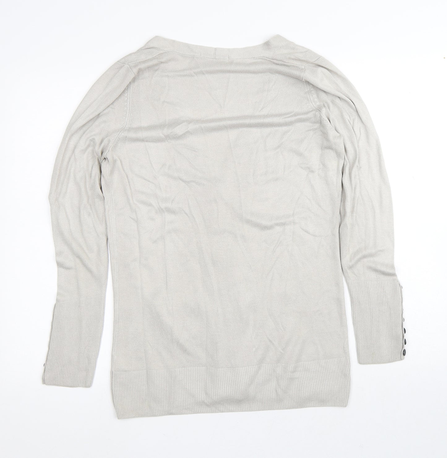 Marks and Spencer Womens Silver V-Neck  Acrylic Cardigan Jumper Size 12