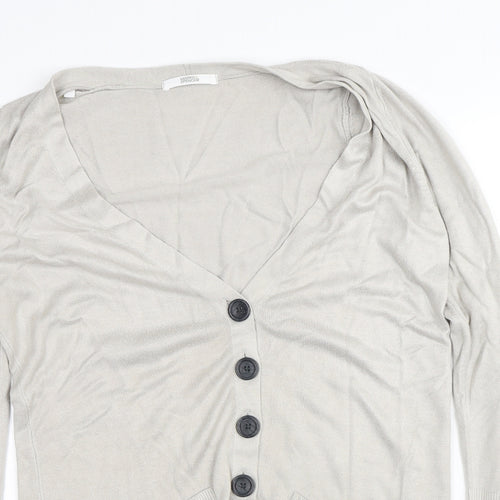 Marks and Spencer Womens Silver V-Neck  Acrylic Cardigan Jumper Size 12