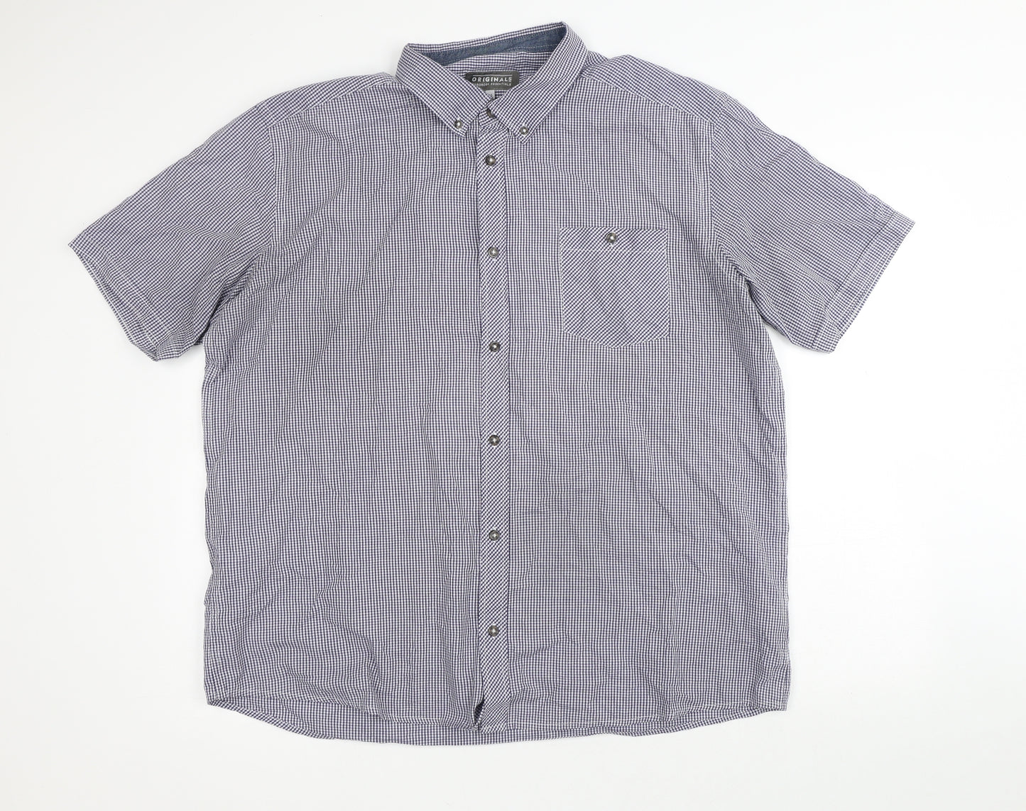 Originals Mens Blue Plaid Cotton  Button-Up Size 2XL Collared