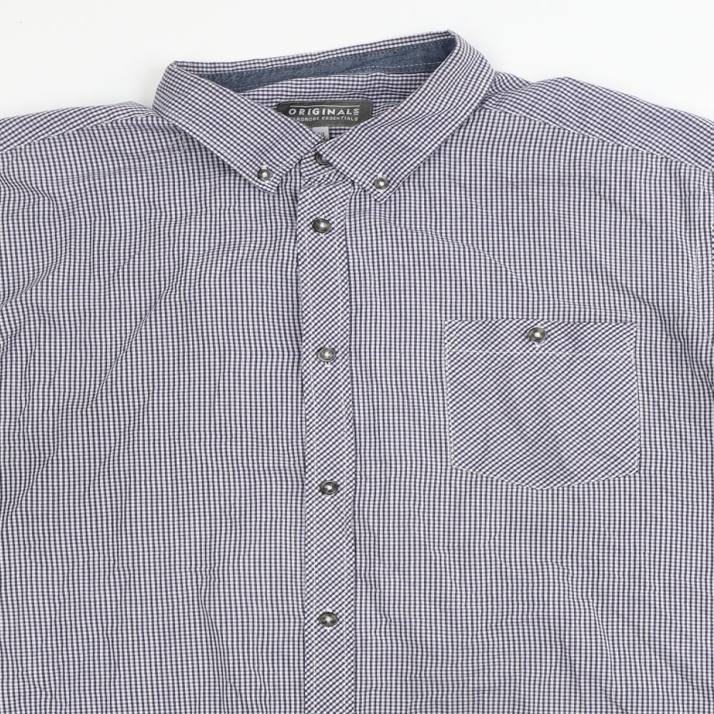 Originals Mens Blue Plaid Cotton  Button-Up Size 2XL Collared