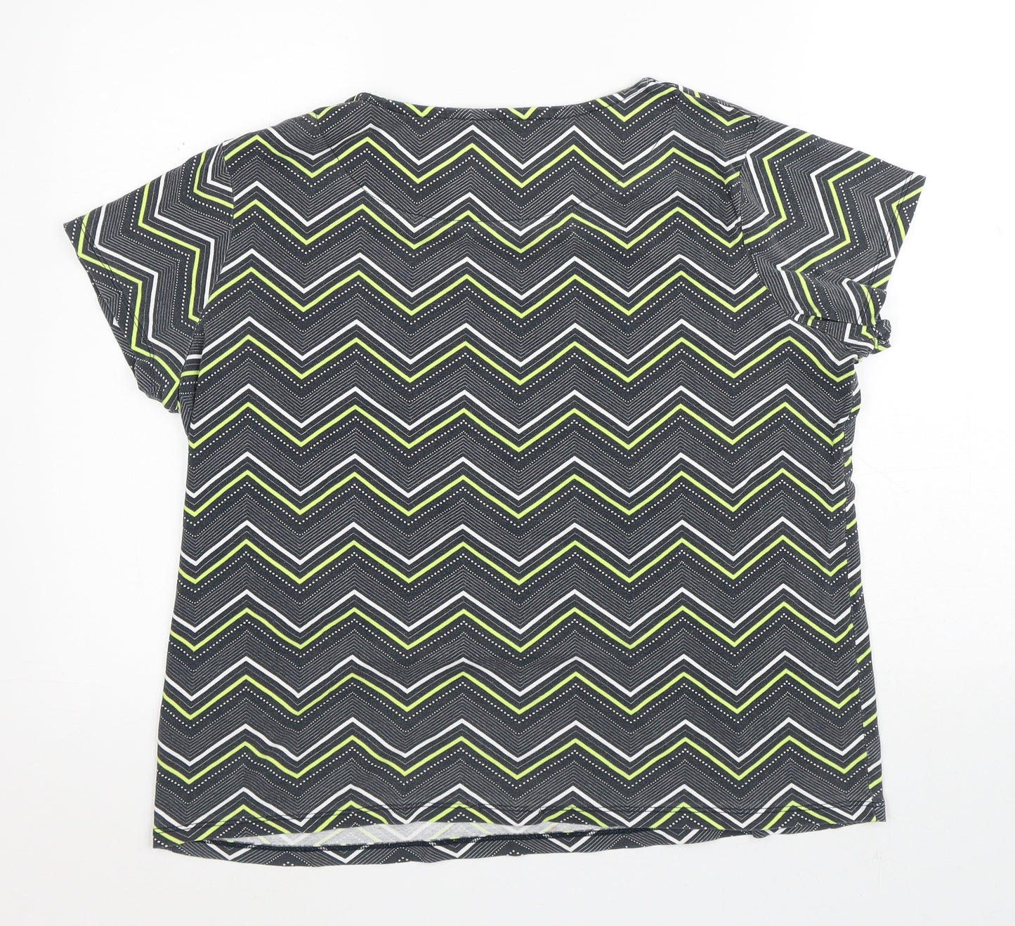 Maine Womens Grey Striped 100% Cotton Basic T-Shirt Size 20 Round Neck