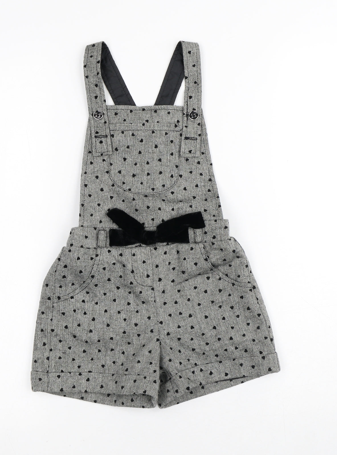George Girls Grey Polka Dot Polyester Dungaree One-Piece Size 5-6 Years