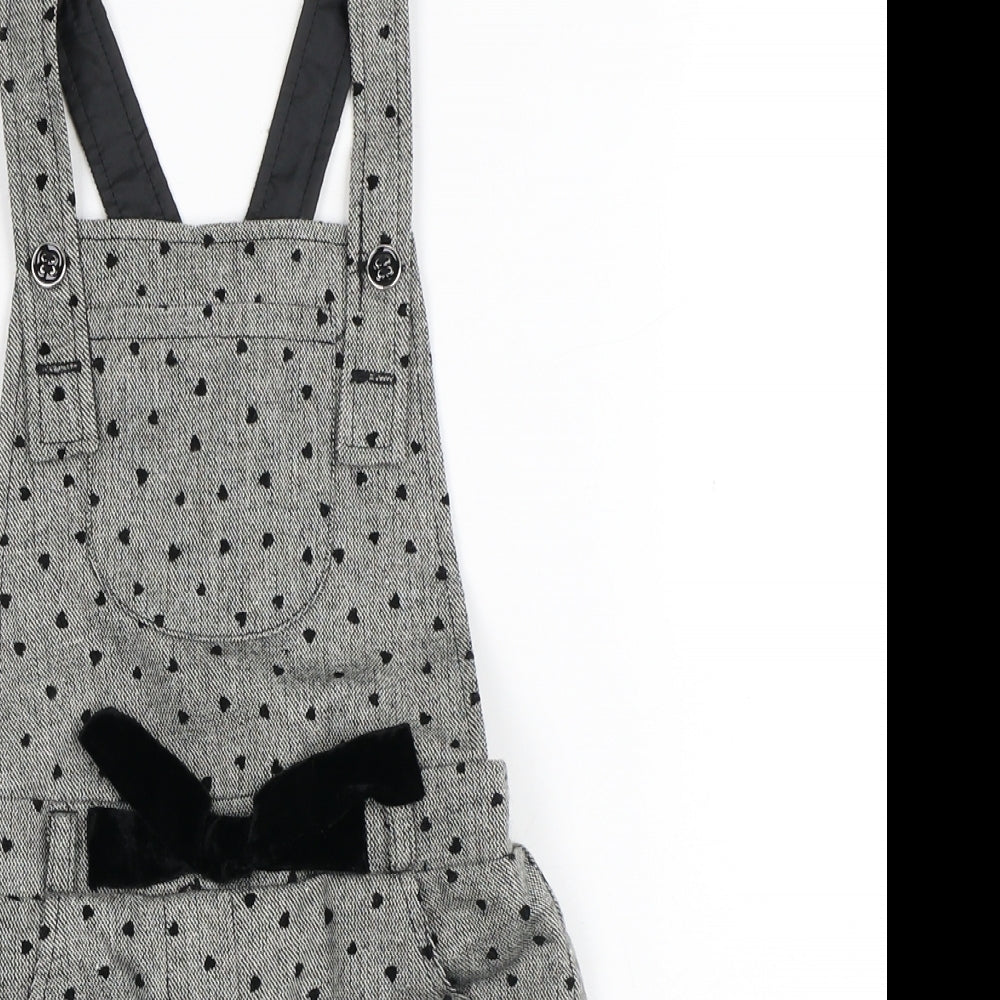 George Girls Grey Polka Dot Polyester Dungaree One-Piece Size 5-6 Years
