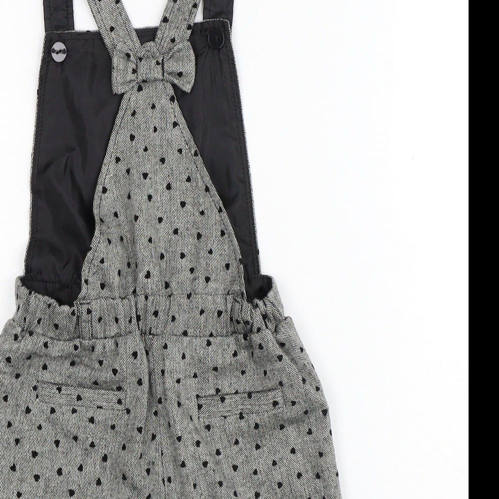 George Girls Grey Polka Dot Polyester Dungaree One-Piece Size 5-6 Years