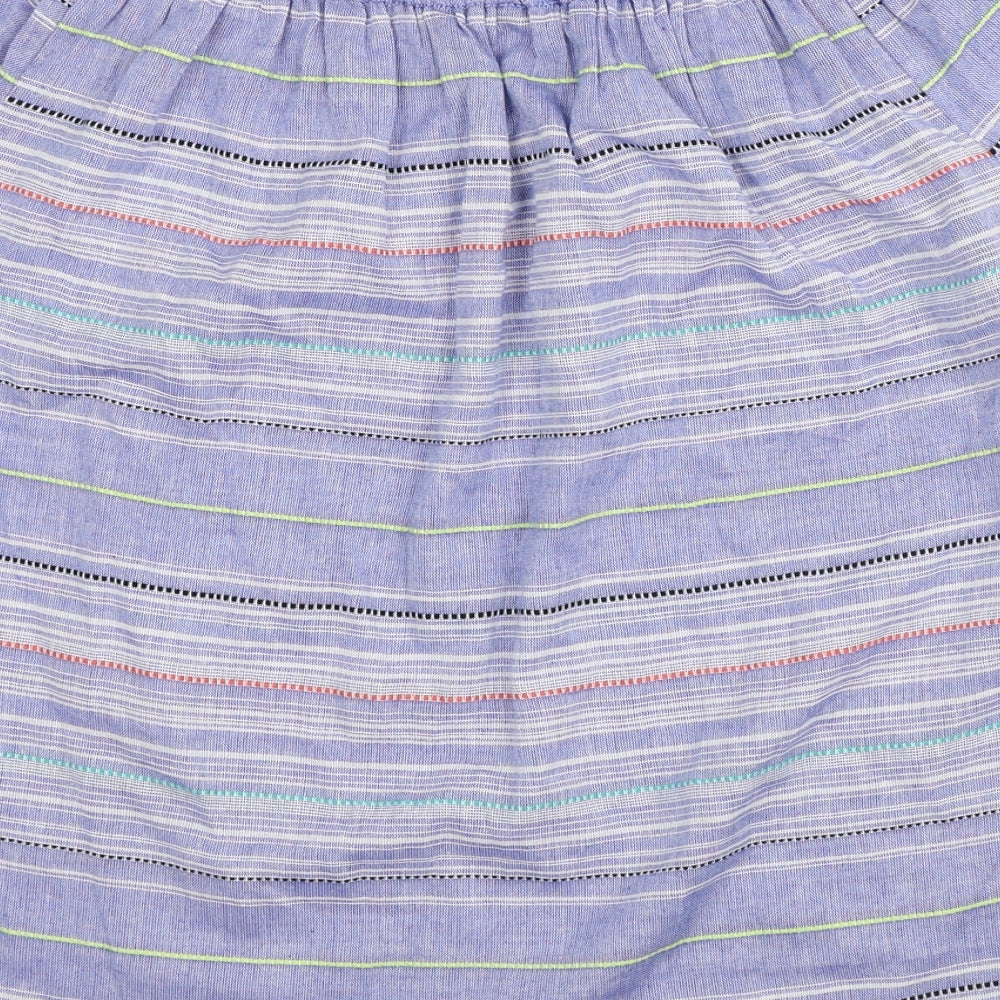 Debenhams Womens Purple Striped 100% Cotton Basic Blouse Size 16 Off the Shoulder