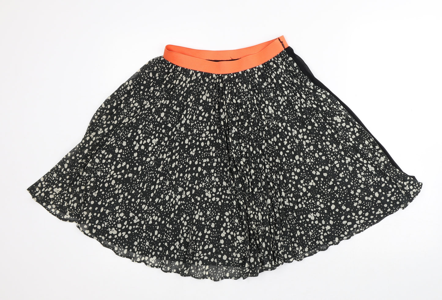 Oliver Bonas Womens Black Geometric Polyester Pleated Skirt Size 8