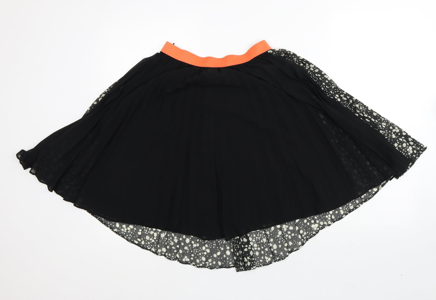 Oliver Bonas Womens Black Geometric Polyester Pleated Skirt Size 8