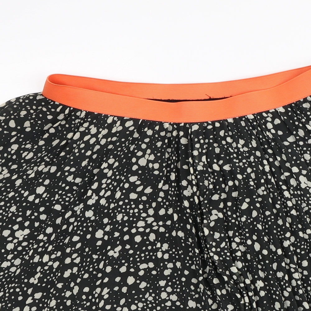 Oliver Bonas Womens Black Geometric Polyester Pleated Skirt Size 8