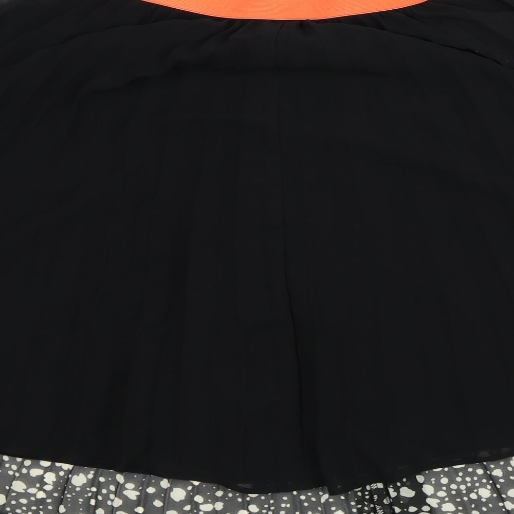 Oliver Bonas Womens Black Geometric Polyester Pleated Skirt Size 8