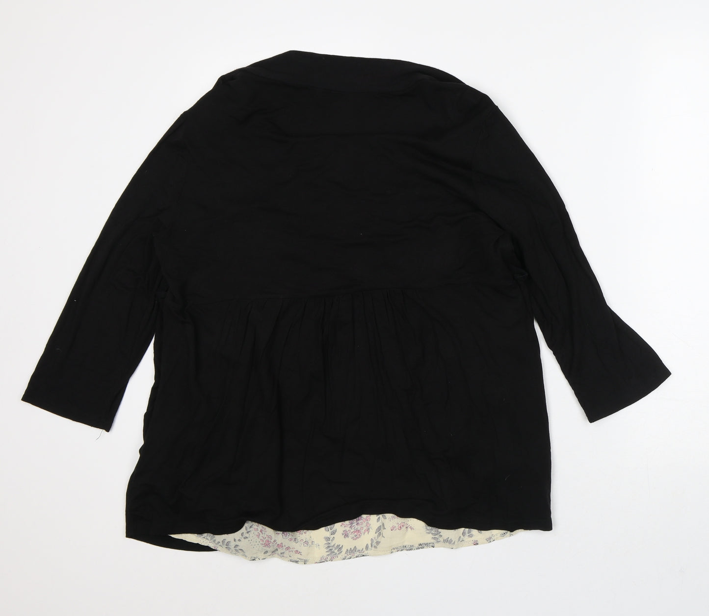 Preworn Womens Black Round Neck Floral Polyester Cardigan Jumper Size M