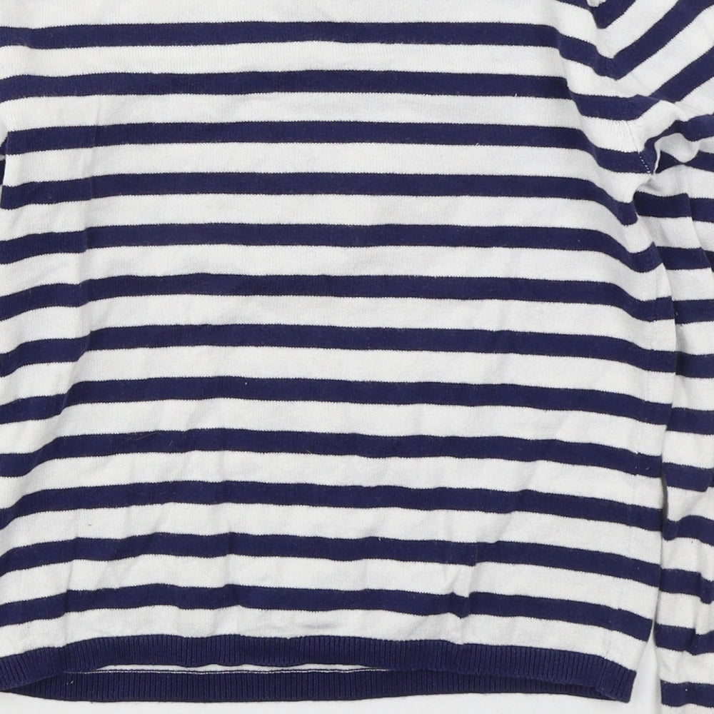 H&M Girls Blue Crew Neck Striped Cotton Pullover Jumper Size 9-10 Years  Pullover - Popcorn
