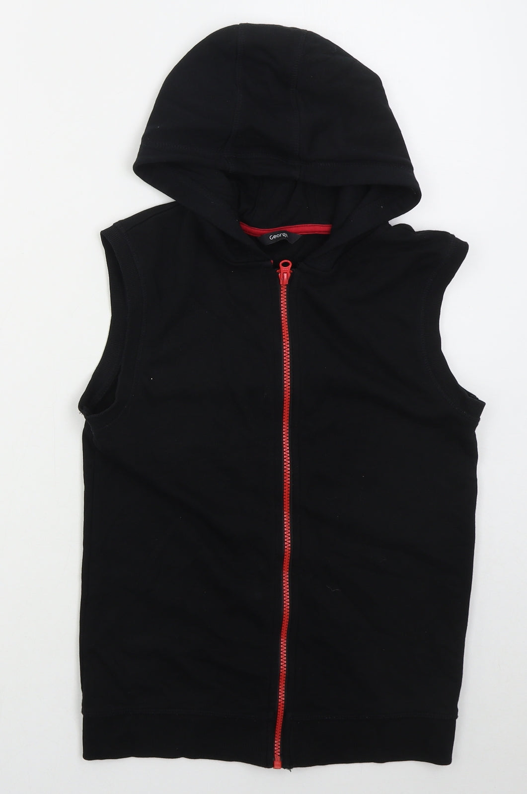 George Boys Black  Cotton Full Zip Hoodie Size 10-11 Years  Zip