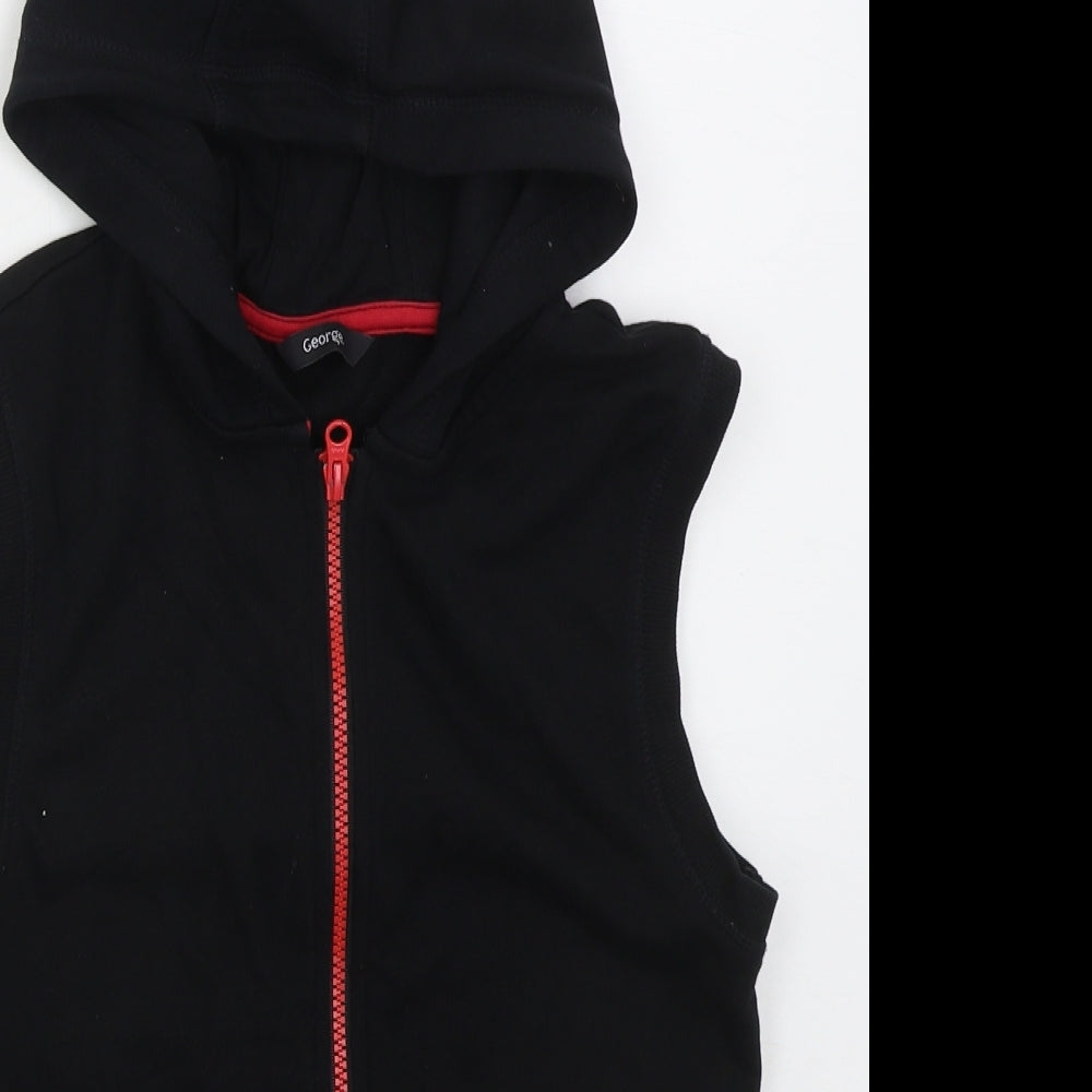 George Boys Black  Cotton Full Zip Hoodie Size 10-11 Years  Zip