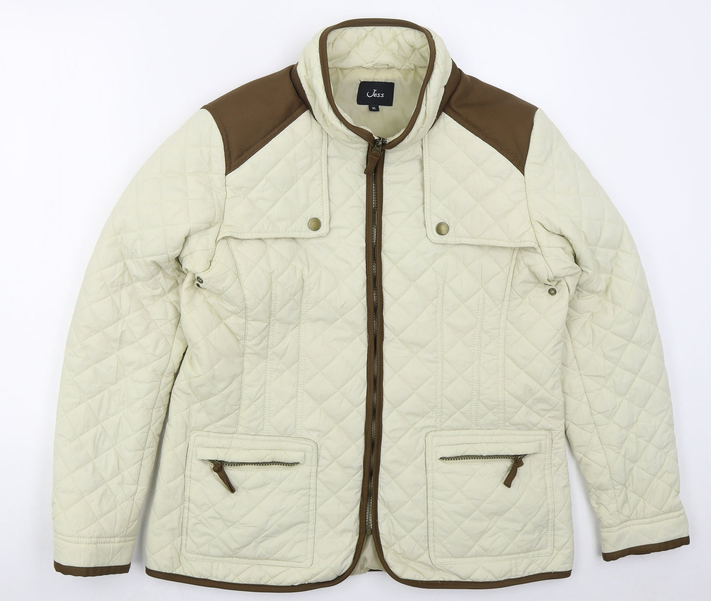 Jess Womens Beige   Quilted Coat Size XL  Zip