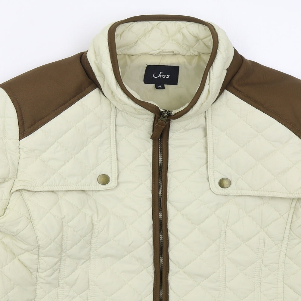 Jess Womens Beige   Quilted Coat Size XL  Zip