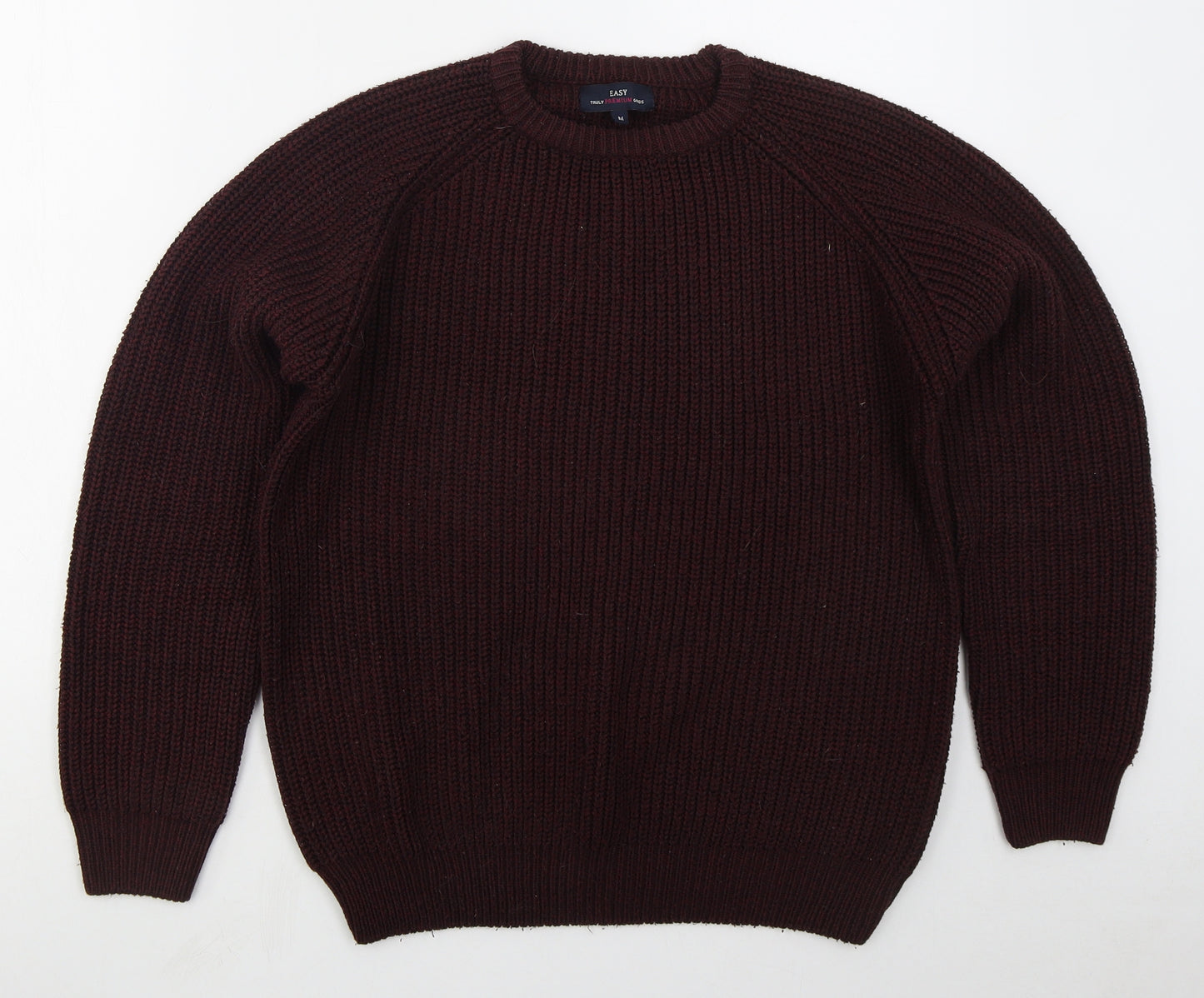 Easy Mens Purple Crew Neck  Acrylic Pullover Jumper Size M