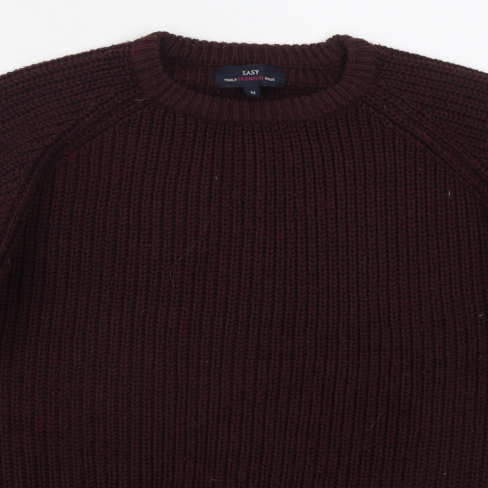 Easy Mens Purple Crew Neck  Acrylic Pullover Jumper Size M