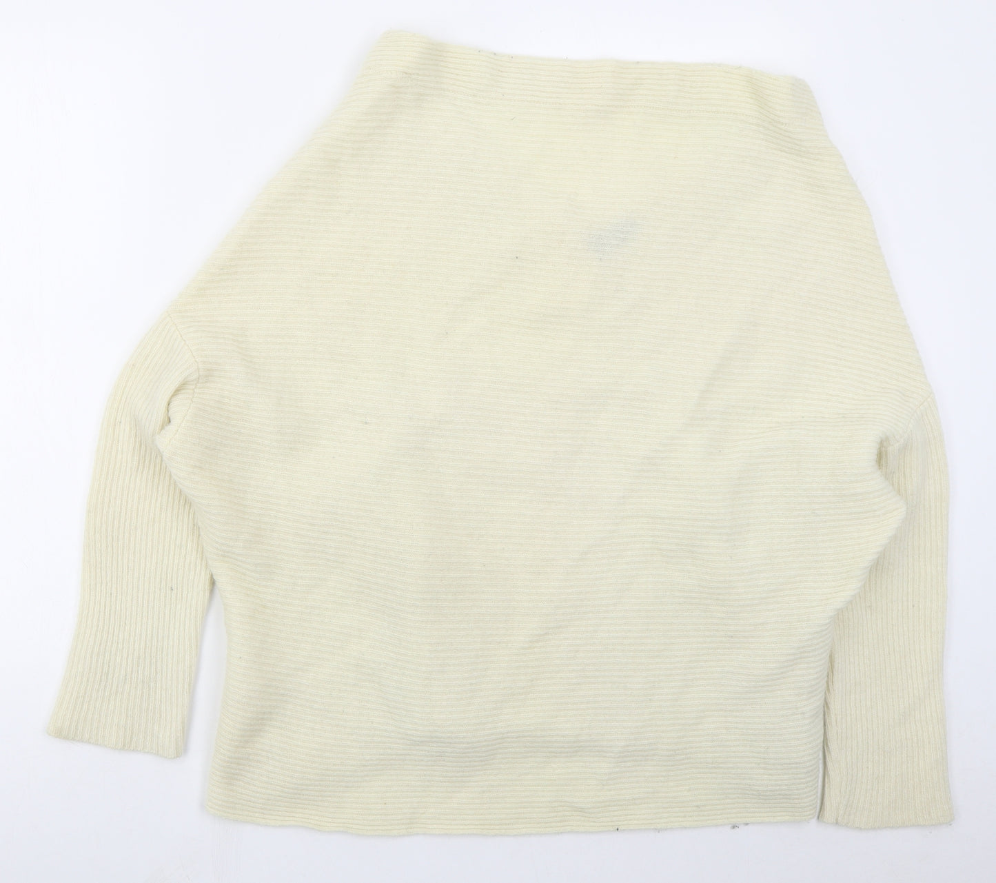 Zara Womens Beige Boat Neck  Wool Pullover Jumper Size M