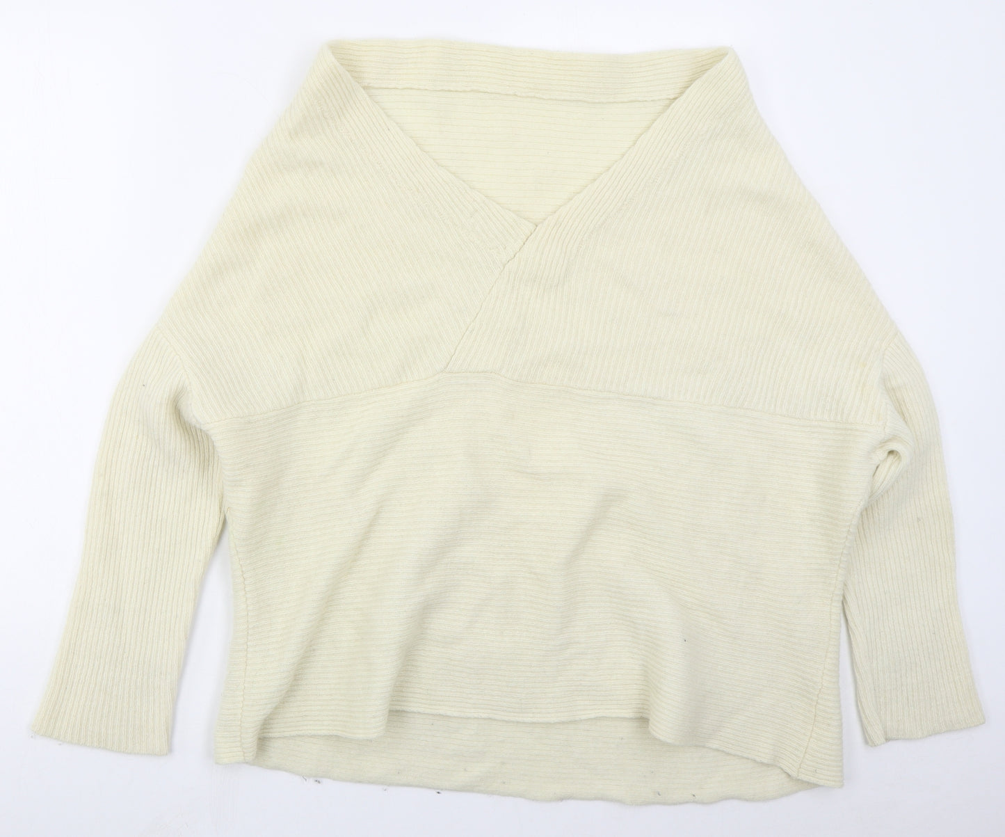 Zara Womens Beige Boat Neck  Wool Pullover Jumper Size M