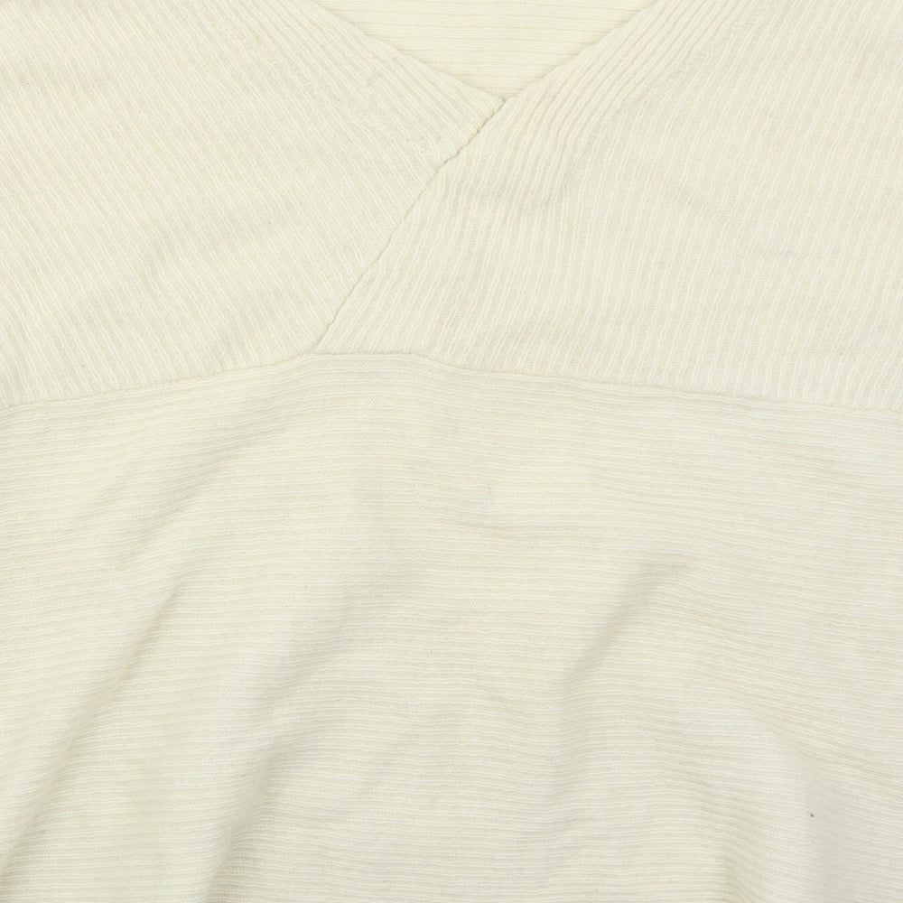 Zara Womens Beige Boat Neck  Wool Pullover Jumper Size M