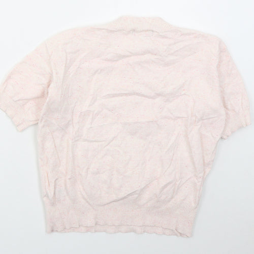 Marks and Spencer Womens Pink Mock Neck  Cotton Pullover Jumper Size S