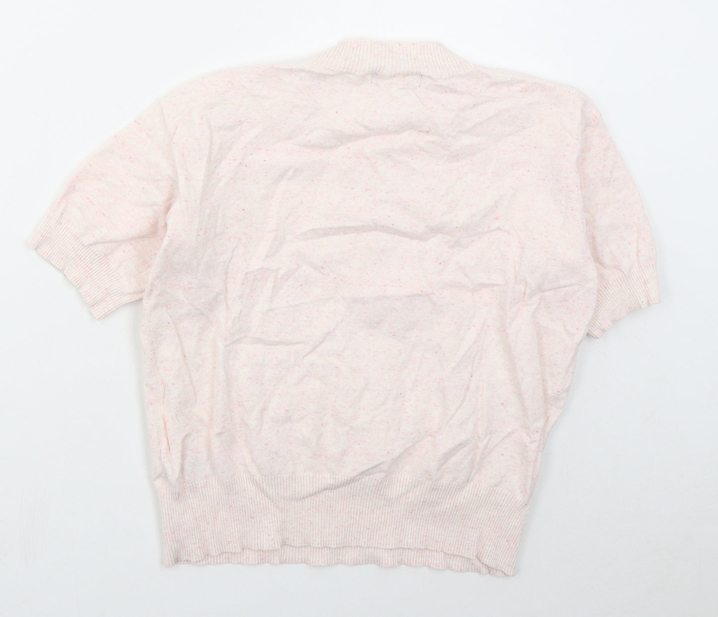 Marks and Spencer Womens Pink Mock Neck  Cotton Pullover Jumper Size S