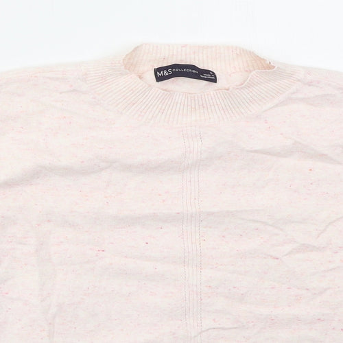 Marks and Spencer Womens Pink Mock Neck  Cotton Pullover Jumper Size S