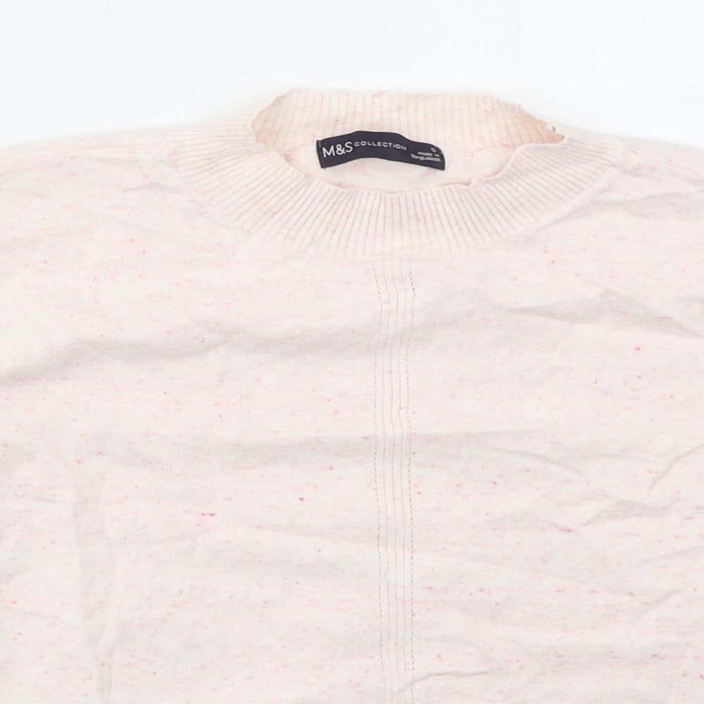 Marks and Spencer Womens Pink Mock Neck  Cotton Pullover Jumper Size S
