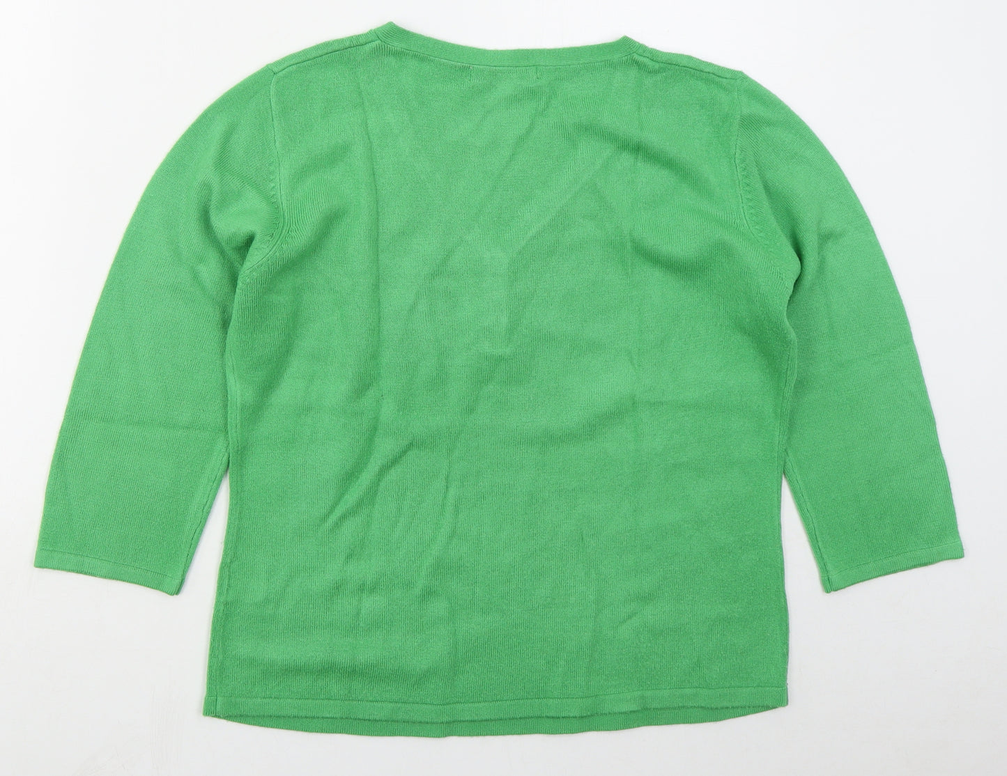 Klass Womens Green V-Neck  Acrylic Pullover Jumper Size M