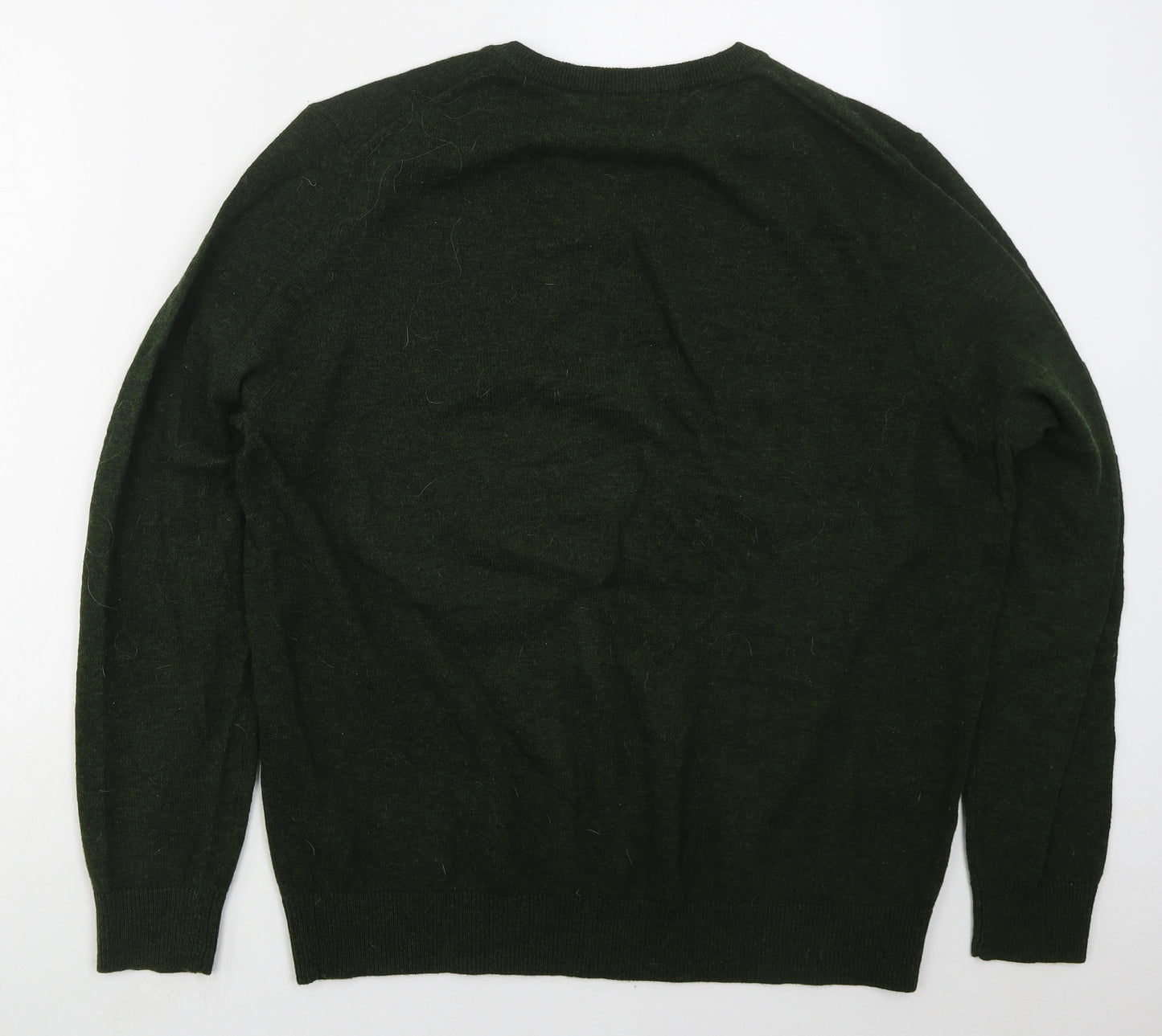 Howick Mens Green V-Neck  Wool Pullover Jumper Size XL