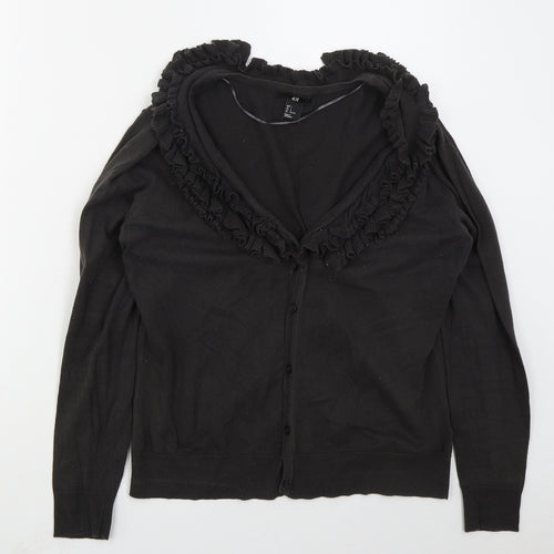 H&M Womens Grey V-Neck  Cotton Cardigan Jumper Size L