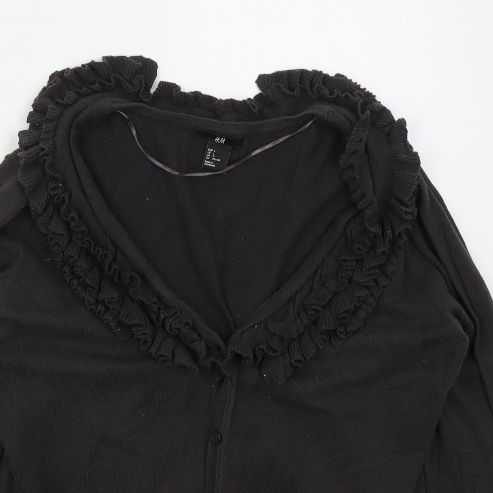 H&M Womens Grey V-Neck  Cotton Cardigan Jumper Size L